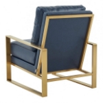 Picture of Navy Blue Arm Chair With Upholstered And Gold/Silver Metal Frame
