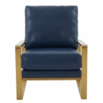 Picture of Navy Blue Arm Chair With Upholstered And Gold/Silver Metal Frame