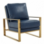 Picture of Navy Blue Arm Chair With Upholstered And Gold/Silver Metal Frame