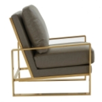 Picture of Grey Arm Chair With Upholstered And Gold/Silver Metal Frame