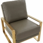 Picture of Grey Arm Chair With Upholstered And Gold/Silver Metal Frame