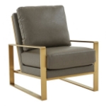 Picture of Grey Arm Chair With Upholstered And Gold/Silver Metal Frame