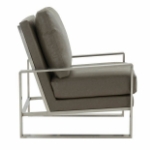 Picture of Grey Arm Chair With Upholstered And Gold/Silver Metal Frame