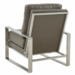 Picture of Grey Arm Chair With Upholstered And Gold/Silver Metal Frame