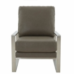 Picture of Grey Arm Chair With Upholstered And Gold/Silver Metal Frame
