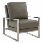 Picture of Grey Arm Chair With Upholstered And Gold/Silver Metal Frame