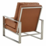 Picture of Cognac Tan Arm Chair With Upholstered And Gold/Silver Metal Frame