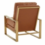 Picture of Cognac Tan Arm Chair With Upholstered And Gold/Silver Metal Frame