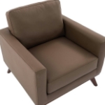 Picture of Taupe, Black, Grey, Navy Blue, Cognac Tan, White, Green Leather Accent Arm Chair With Birch Wood Base