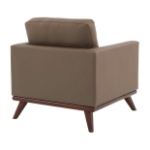 Picture of Genuine Leather Taupe, Black, Grey, Navy Blue, Cognac Tan, White, Green Leather Accent Arm Chair With Birch Wood Base
