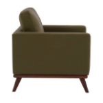 Picture of Leather Accent Arm Green Chair With Birch Wood Base