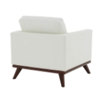 Picture of Leather Accent Arm White Chair With Birch Wood Base