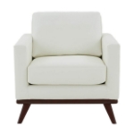Picture of Leather Accent Arm White Chair With Birch Wood Base