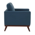 Picture of Leather Accent Arm Navy Blue Chair With Birch Wood Base