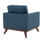 Picture of Leather Accent Arm Navy Blue Chair With Birch Wood Base