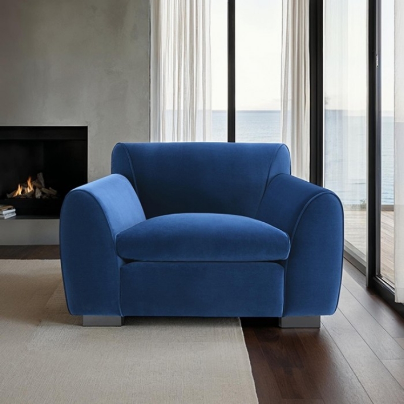 Picture of Royal Blue Upholstered Wood Chair