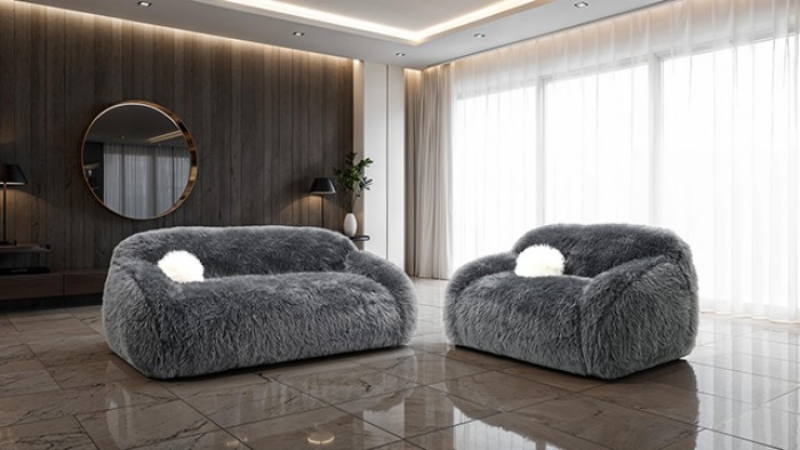 Picture of Dark Gray Soft and Luxurious Sofa, Loveseat and Swivel Chair