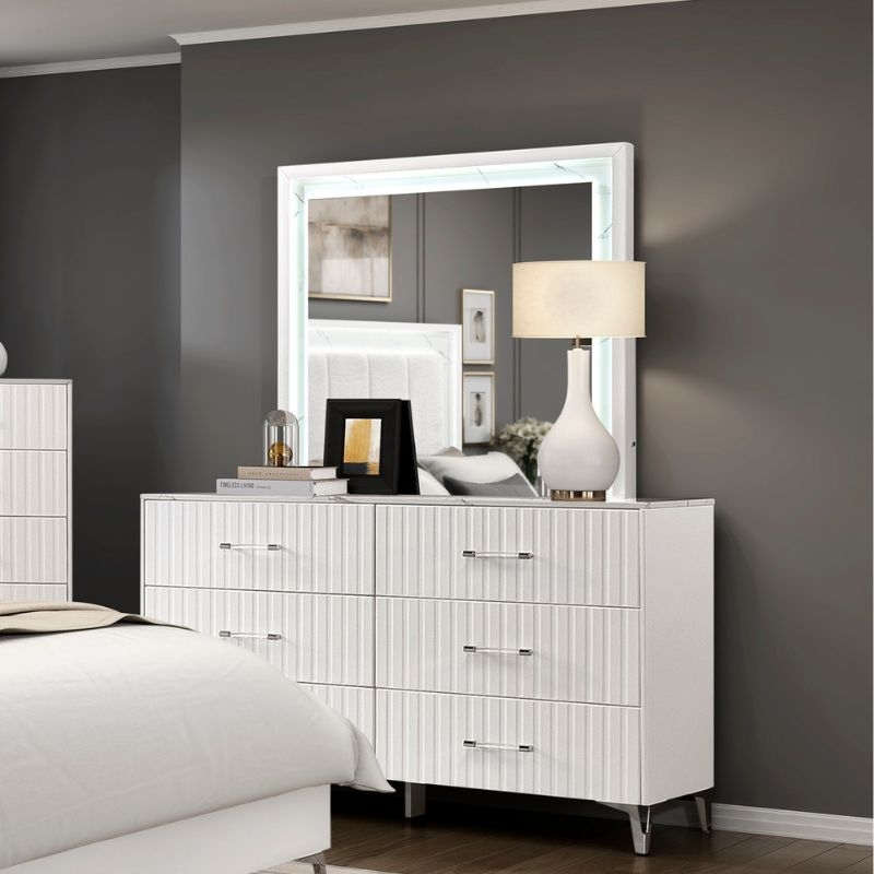 Picture of White Dresser and Mirror