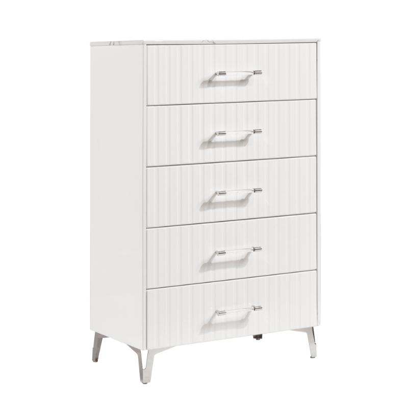 Picture of 31.5 x 19.5 x 50H White Five Drawer Chest
