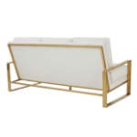Picture of Gold/Silver Frame Leather Full Size White Sofa
