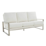 Picture of Gold/Silver Frame Leather Full Size White Sofa