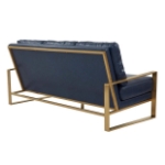 Picture of Gold/Silver Frame Leather Full Size Navy Blue Sofa