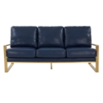 Picture of Gold/Silver Frame Leather Full Size Navy Blue Sofa