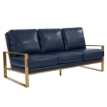 Picture of Gold Frame Leather Full Size Navy Blue Sofa