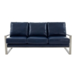 Picture of Gold/Silver Frame Leather Full Size Navy Blue Sofa