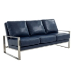 Picture of Gold/Silver Frame Leather Full Size Navy Blue Sofa
