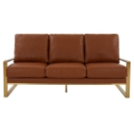 Picture of Gold/Silver Frame Leather Full Size Cognac Tan Sofa