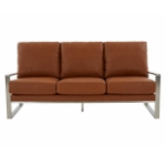 Picture of Gold/Silver Frame Leather Full Size Cognac Tan Sofa