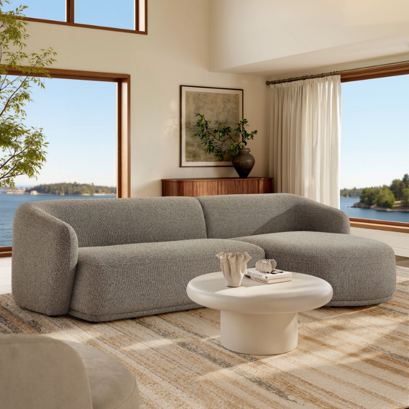 Picture of 2 Piece Left/Right Facing Boucle Fabric Modular Sofa