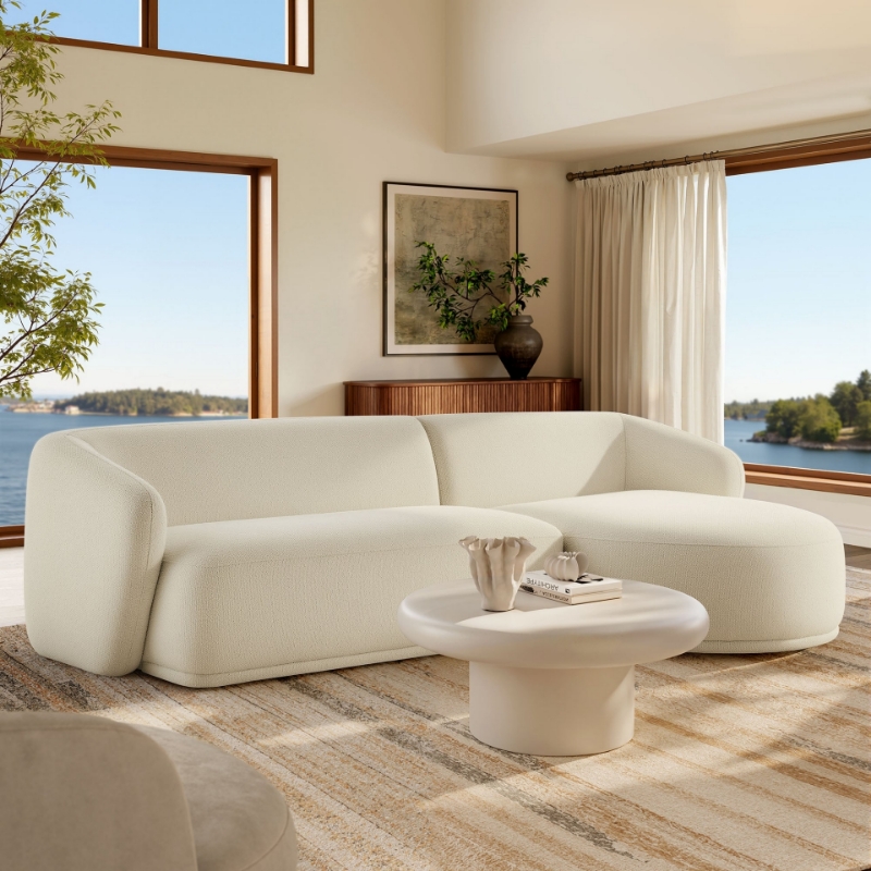 Picture of 2 Piece Left/Right Facing Boucle Fabric Modular Sofa