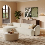 Picture of 2 Piece Left/Right Facing Boucle Fabric Modular Sofa