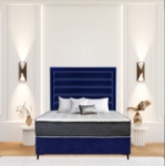 Picture of Upholstered bed with Oxford Rimline Headboard