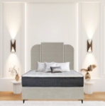 Picture of Upholstered bed with Wave Heritage Headboard