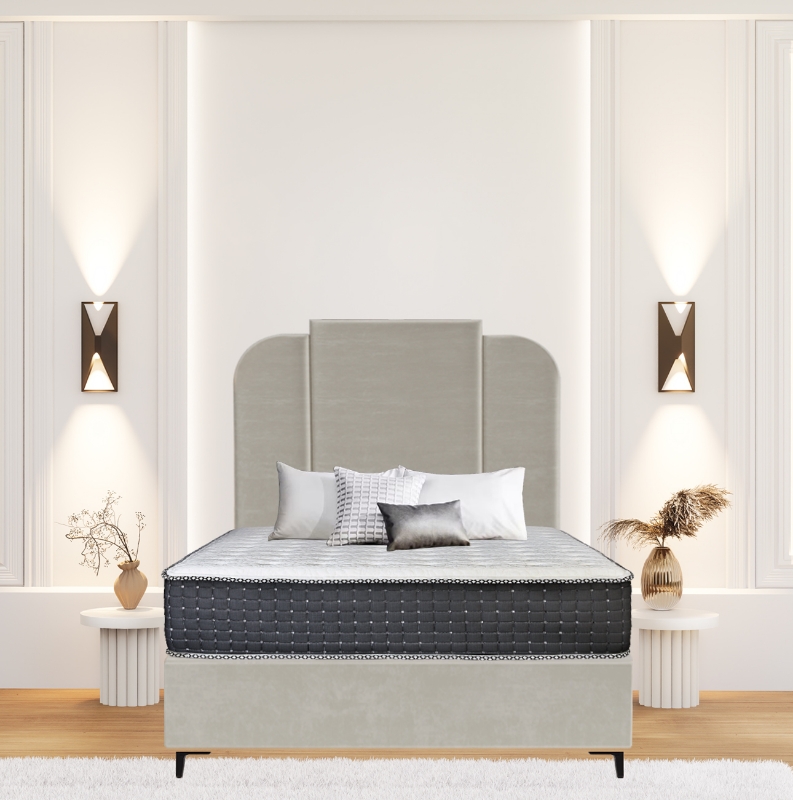 Picture of Upholstered bed with Wave Heritage Headboard