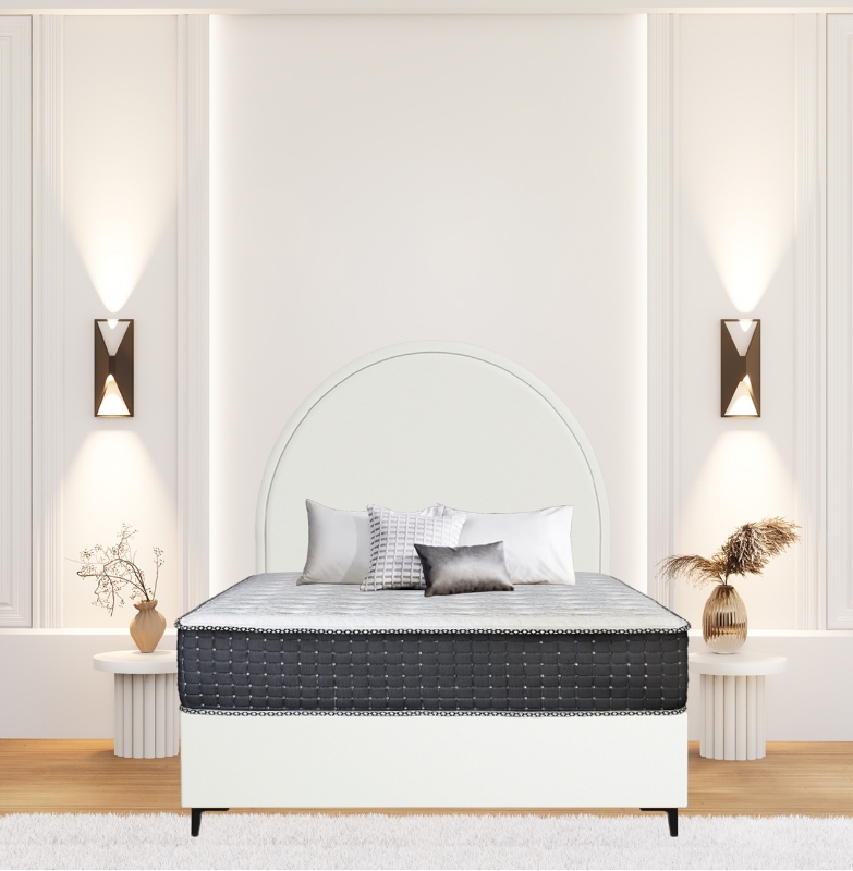 Picture of Upholstered bed with Sphere Rimline Headboard