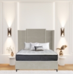Picture of Upholstered bed with Wave Opulence Headboard