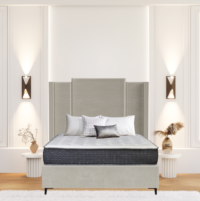 Picture of Upholstered bed with Wave Opulence Headboard