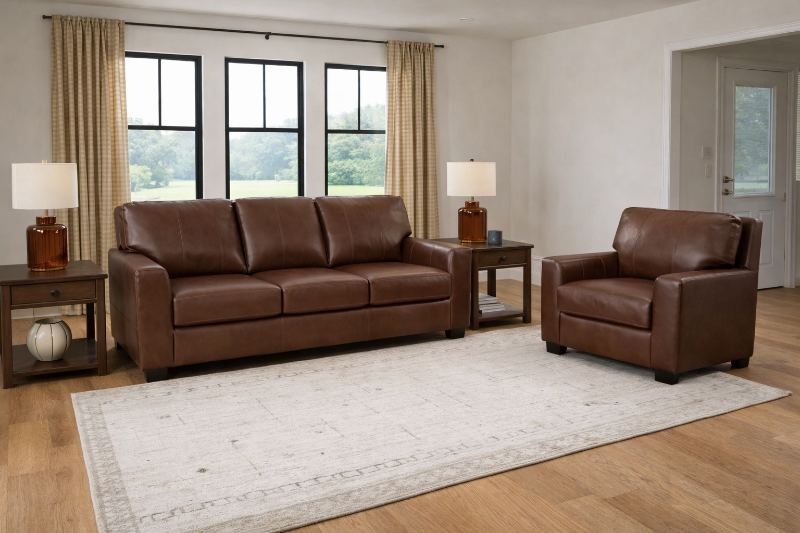 Picture of Genuine Leather Sofa, Loveseat and Chair