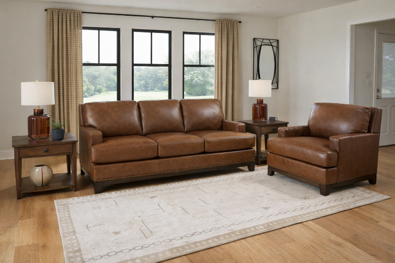 Picture of Genuine Leather Sofa, Loveseat and Chair