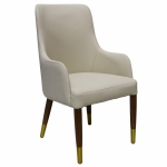 Picture of Dining Chair Upholstered in Leather with Rubberwood Base
