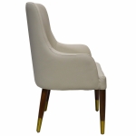 Picture of Dining Chair Upholstered in Leather with Rubberwood Base