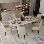 Picture of Dining Chair Upholstered in Leather with Rubberwood Base