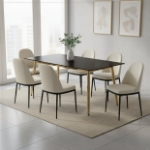 Picture of 62" Rectangular Dining Table with a Sintered Stone Tabletop and a Stainless Steel Base