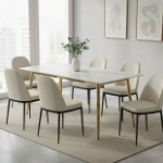 Picture of 71" Rectangular Dining Table with a Sintered Stone Tabletop and a Stainless Steel Base