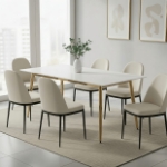 Picture of 71" Rectangular Dining Table with a Sintered Stone Tabletop and a Stainless Steel Base