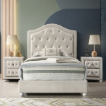 Picture of White and Pink Twin or Full Upholstered Button Tufted Bed